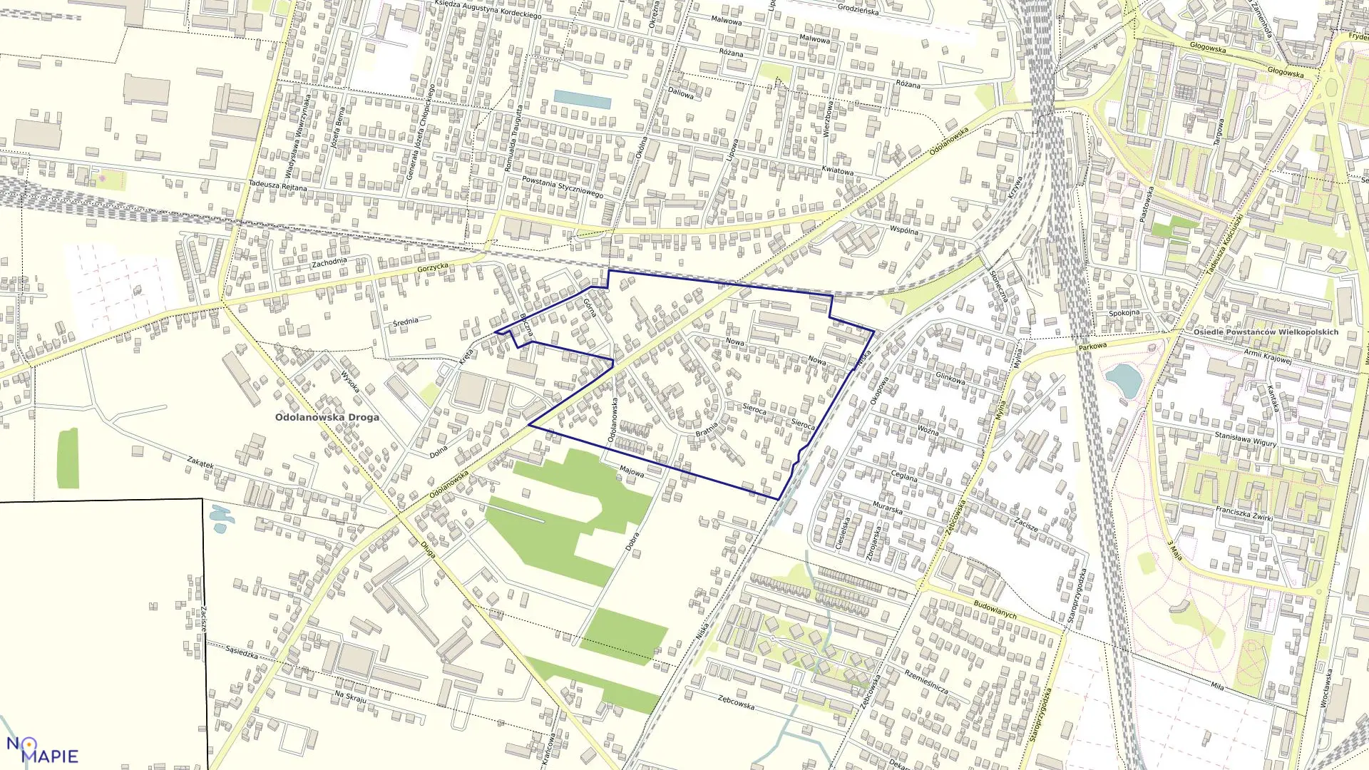 Mapa obrębu 102 w mieście Ostrów Wielkopolski