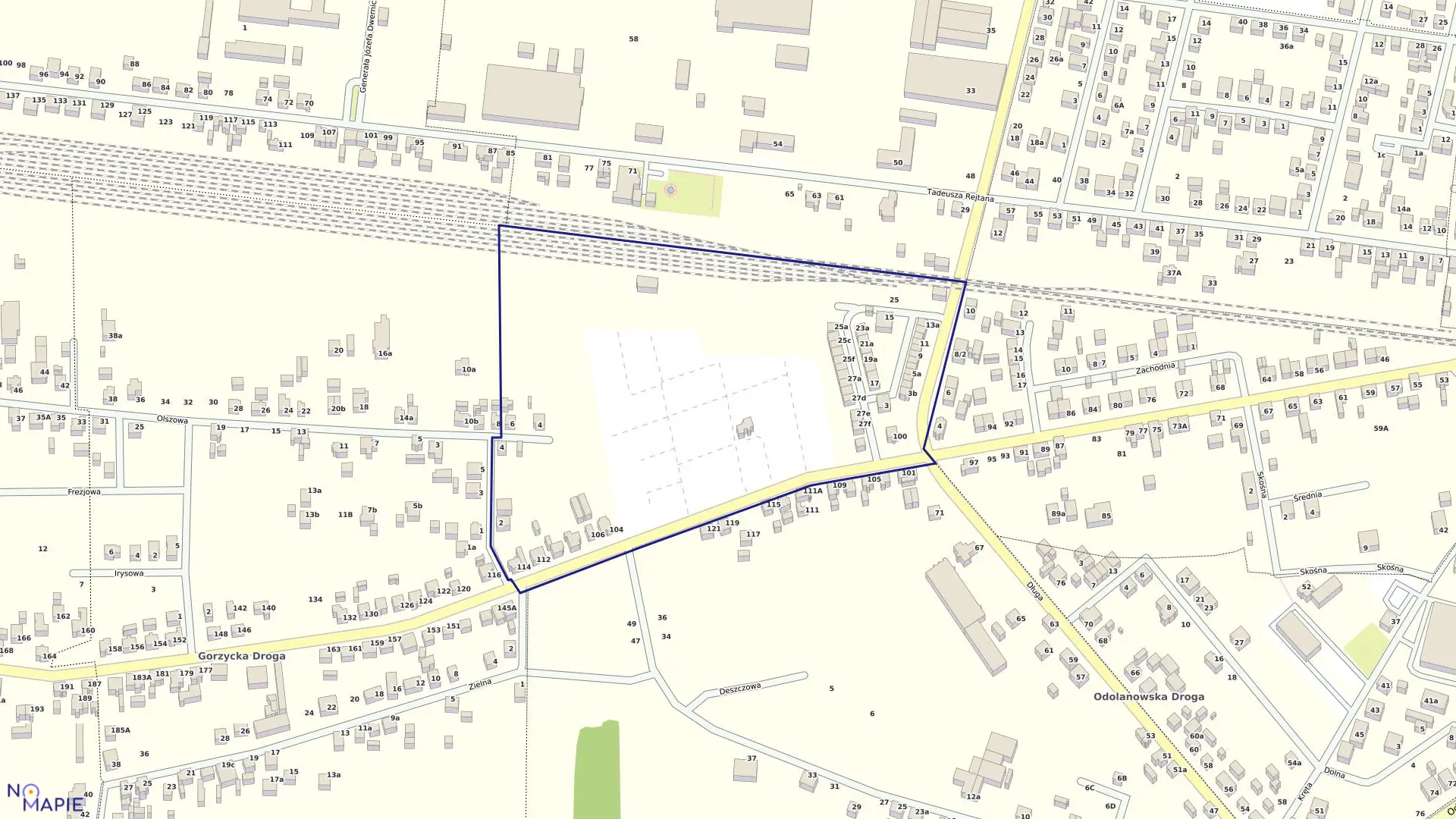 Mapa obrębu 106 w mieście Ostrów Wielkopolski