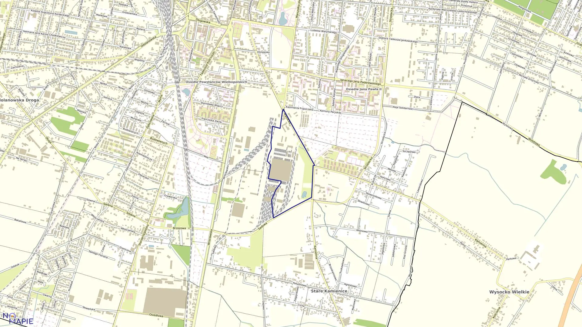 Mapa obrębu 121 w mieście Ostrów Wielkopolski