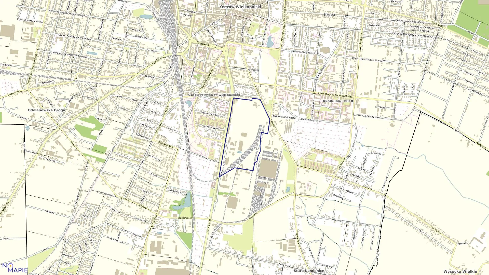 Mapa obrębu 122 w mieście Ostrów Wielkopolski