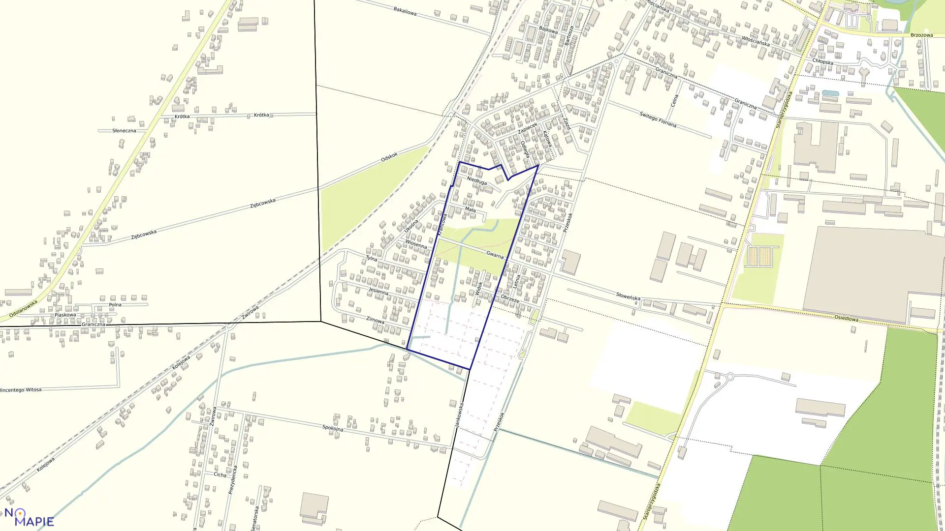 Mapa obrębu 142 w mieście Ostrów Wielkopolski