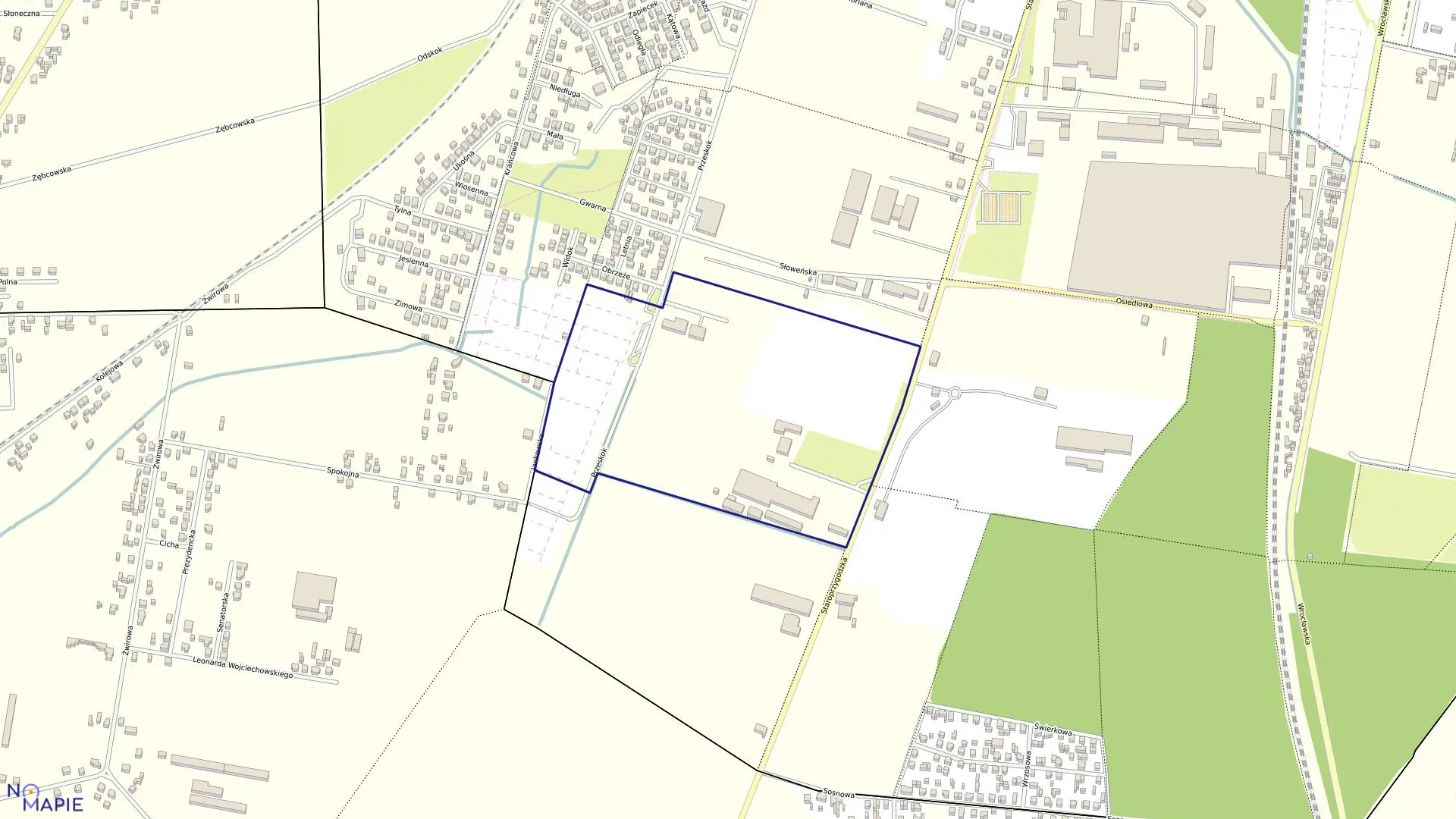 Mapa obrębu 143 w mieście Ostrów Wielkopolski