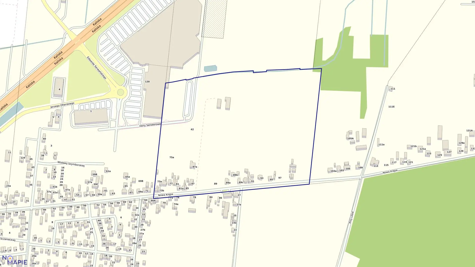 Mapa obrębu 16 w mieście Ostrów Wielkopolski