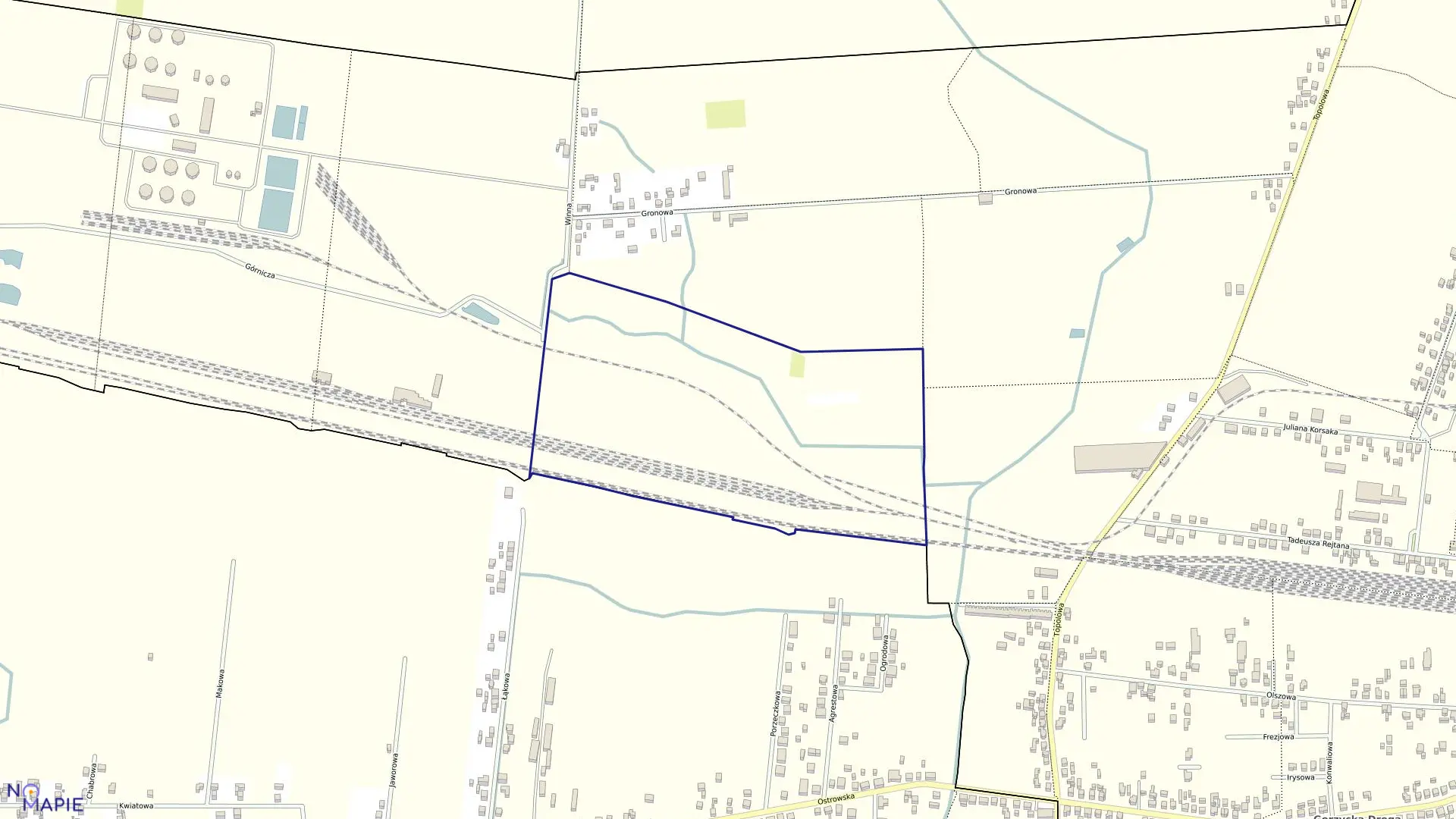 Mapa obrębu 160 w mieście Ostrów Wielkopolski