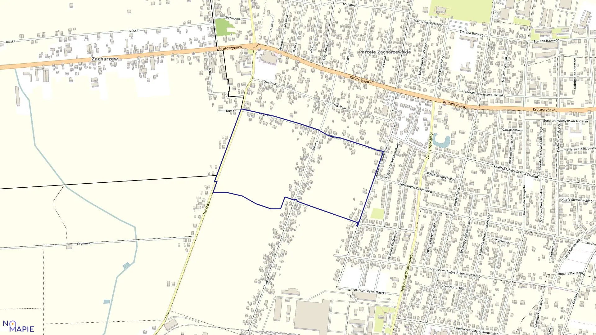 Mapa obrębu 168 w mieście Ostrów Wielkopolski