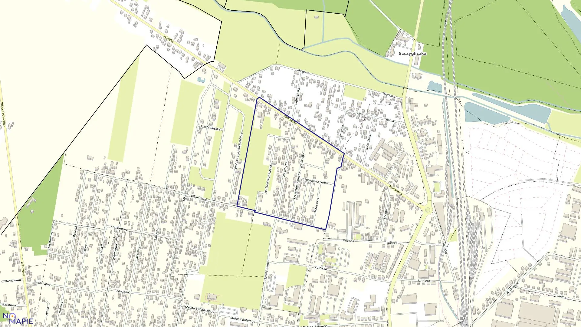 Mapa obrębu 177 w mieście Ostrów Wielkopolski