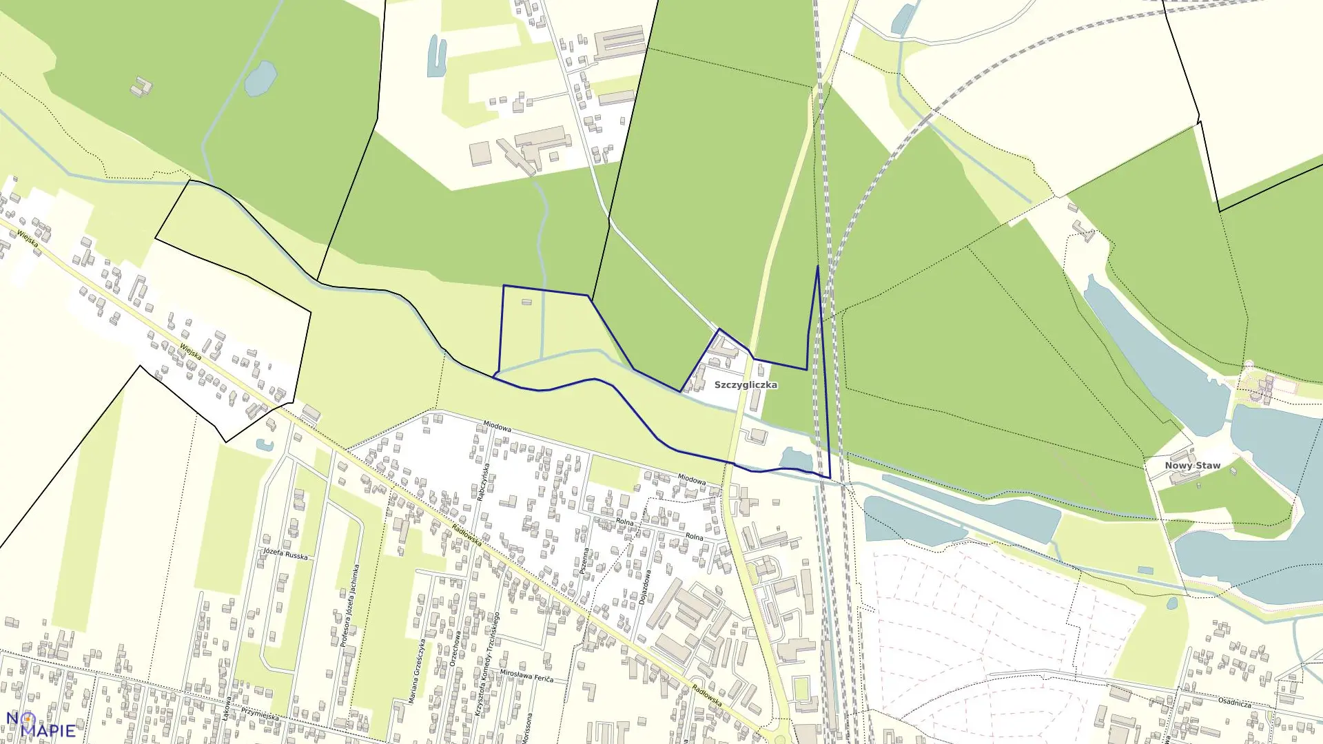 Mapa obrębu 187 w mieście Ostrów Wielkopolski