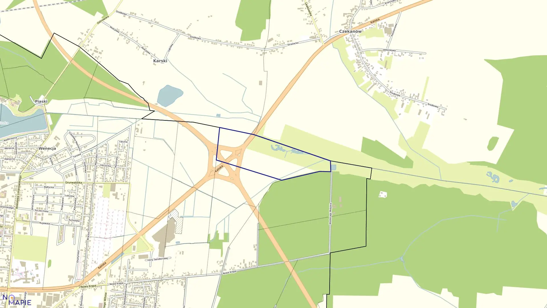 Mapa obrębu 19 w mieście Ostrów Wielkopolski