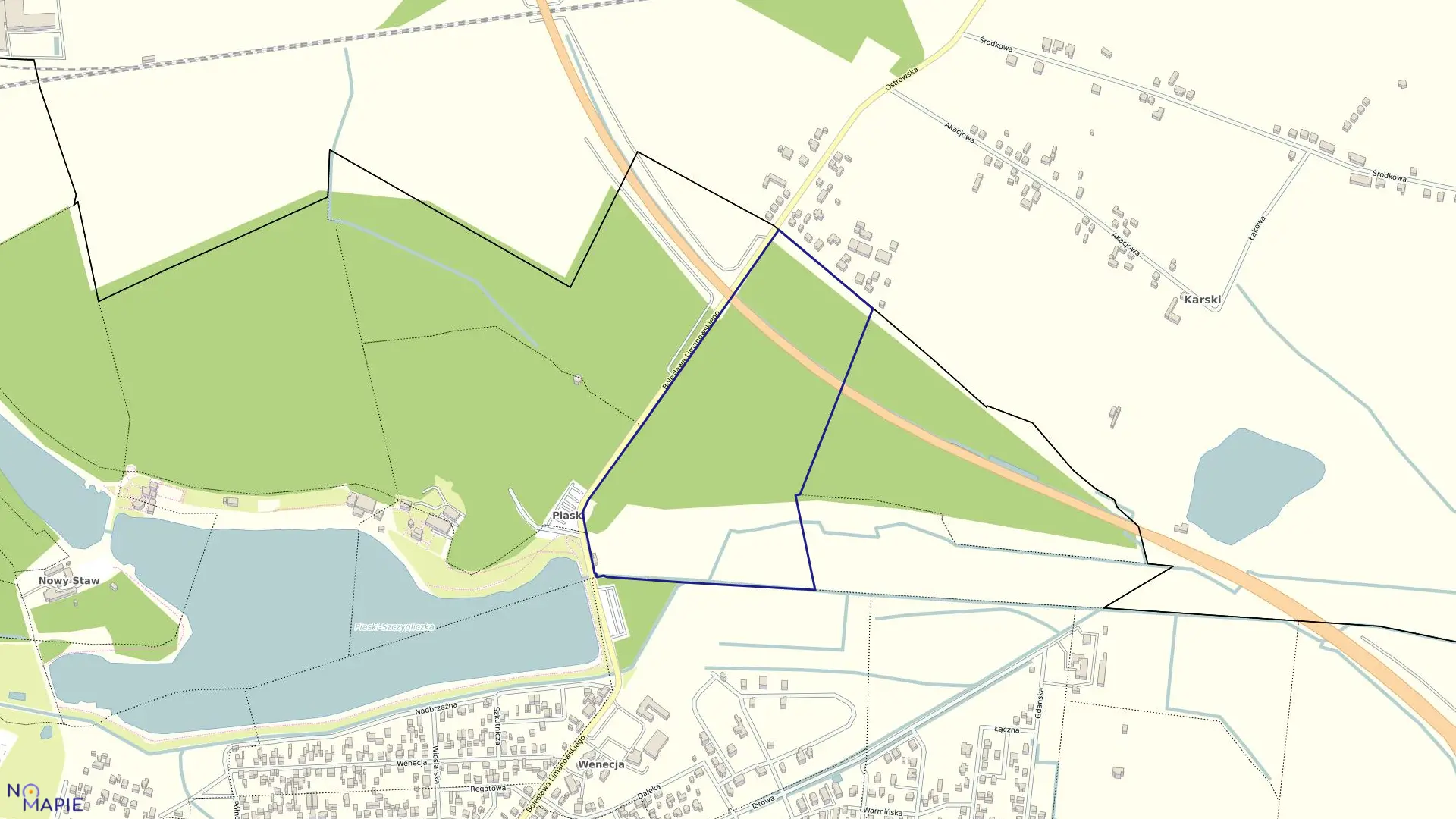 Mapa obrębu 195 w mieście Ostrów Wielkopolski