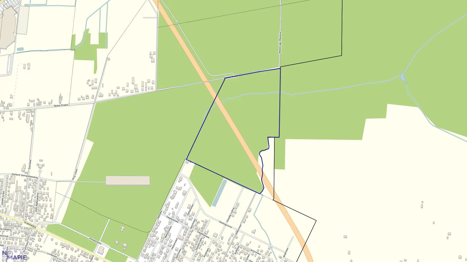 Mapa obrębu 204 w mieście Ostrów Wielkopolski