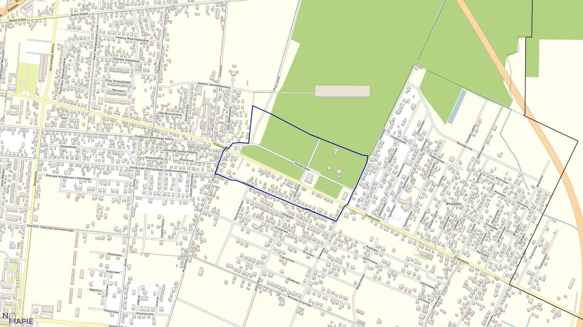 Mapa obrębu 206 w mieście Ostrów Wielkopolski