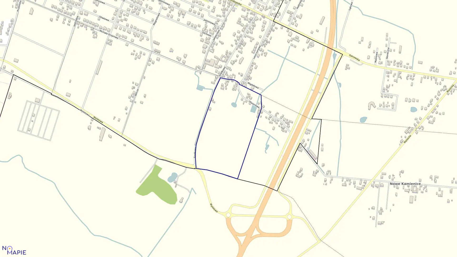 Mapa obrębu 213 w mieście Ostrów Wielkopolski