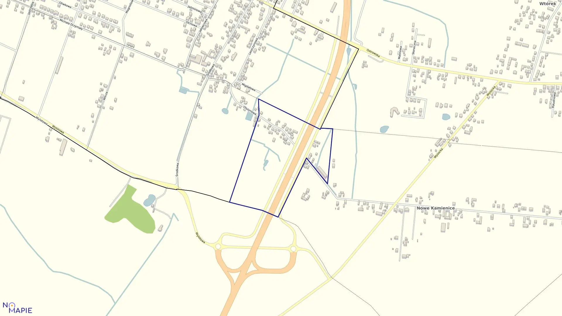 Mapa obrębu 214 w mieście Ostrów Wielkopolski