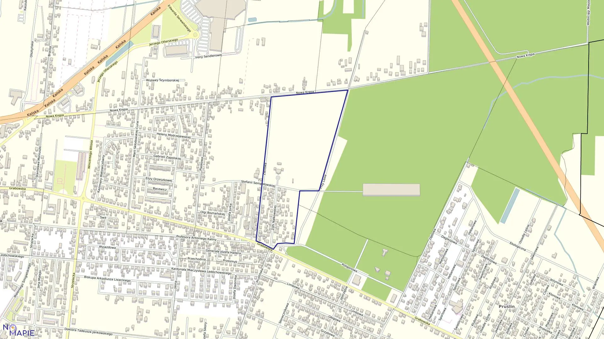 Mapa obrębu 22 w mieście Ostrów Wielkopolski