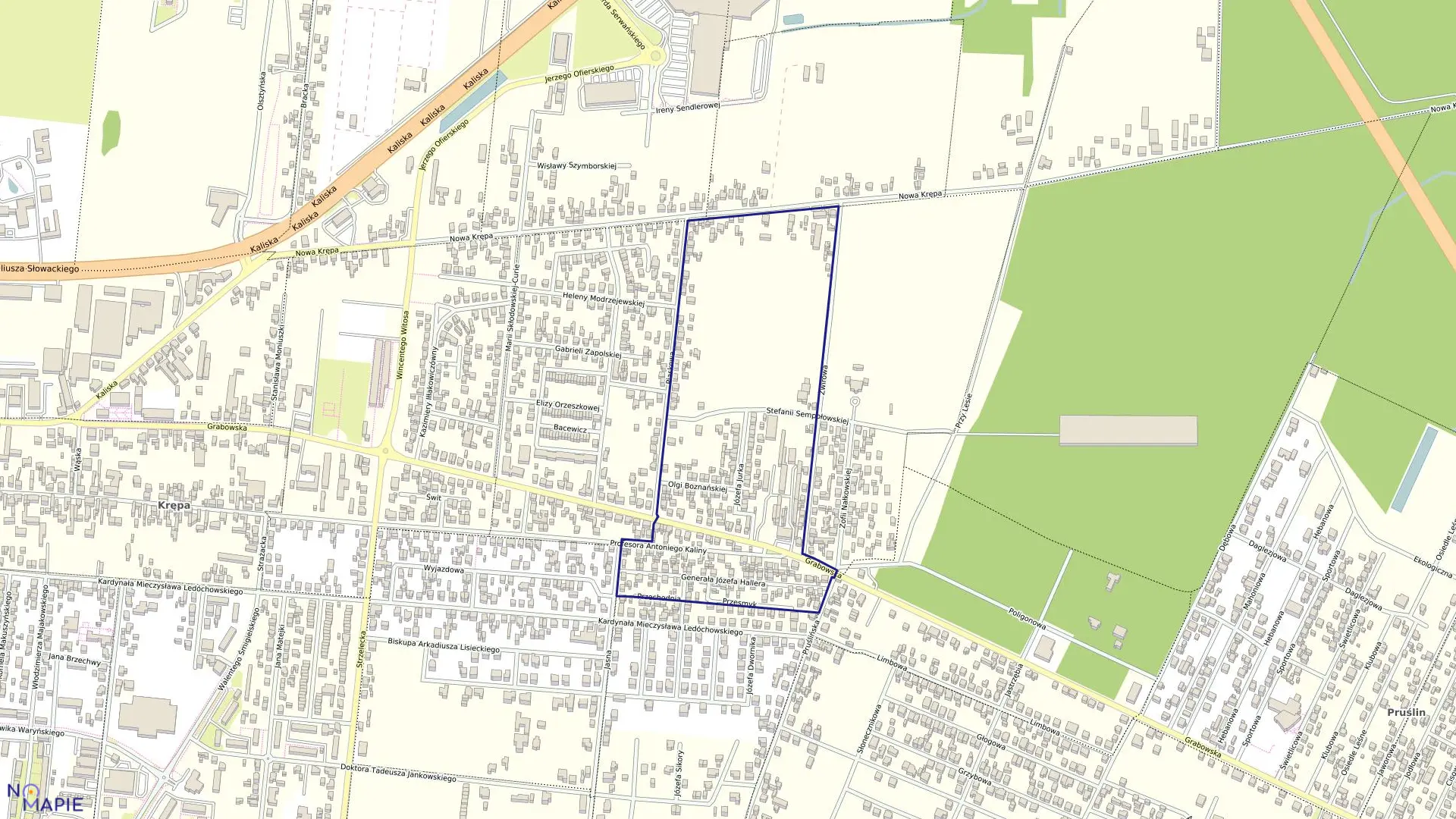 Mapa obrębu 23 w mieście Ostrów Wielkopolski