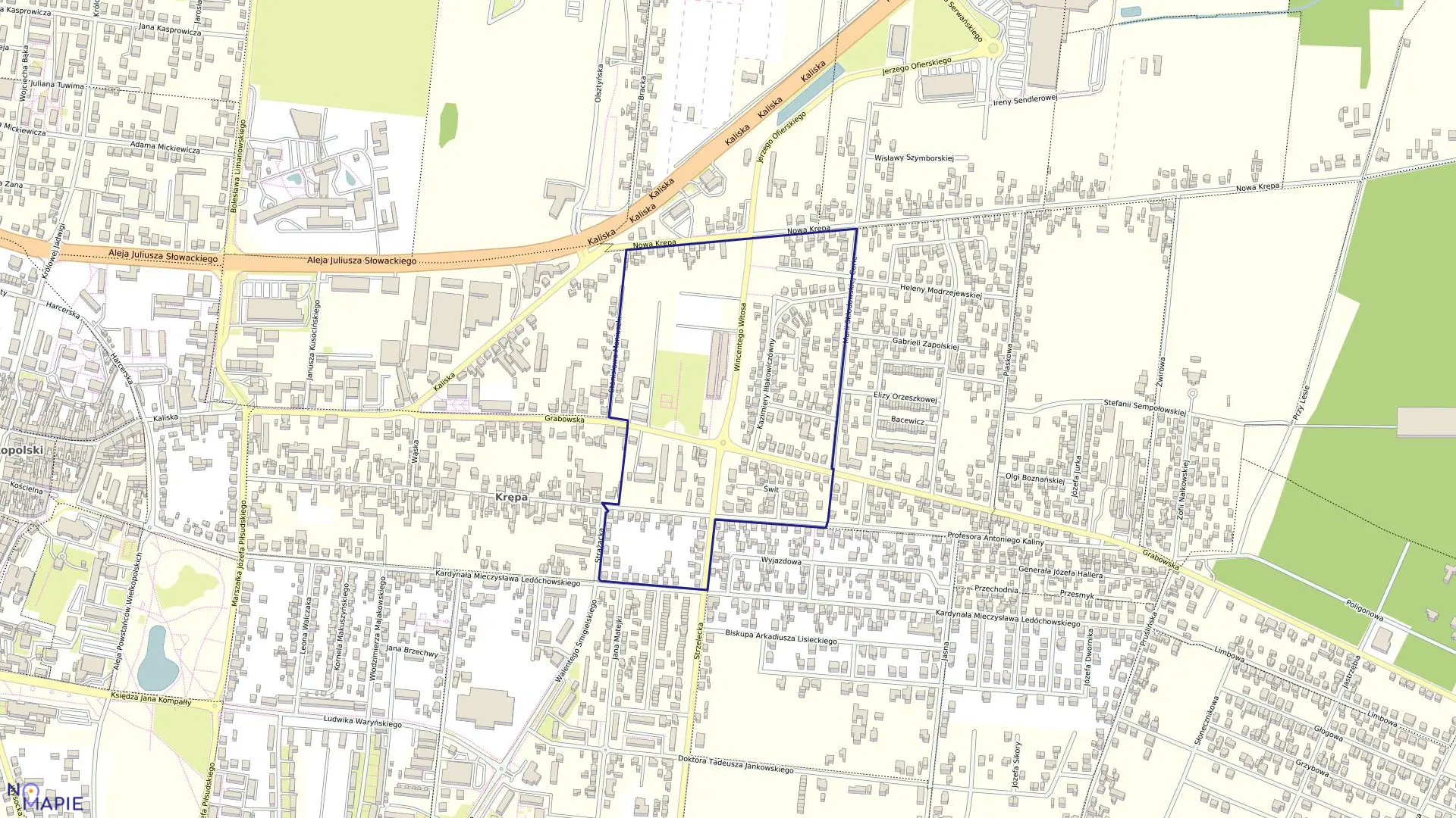 Mapa obrębu 25 w mieście Ostrów Wielkopolski