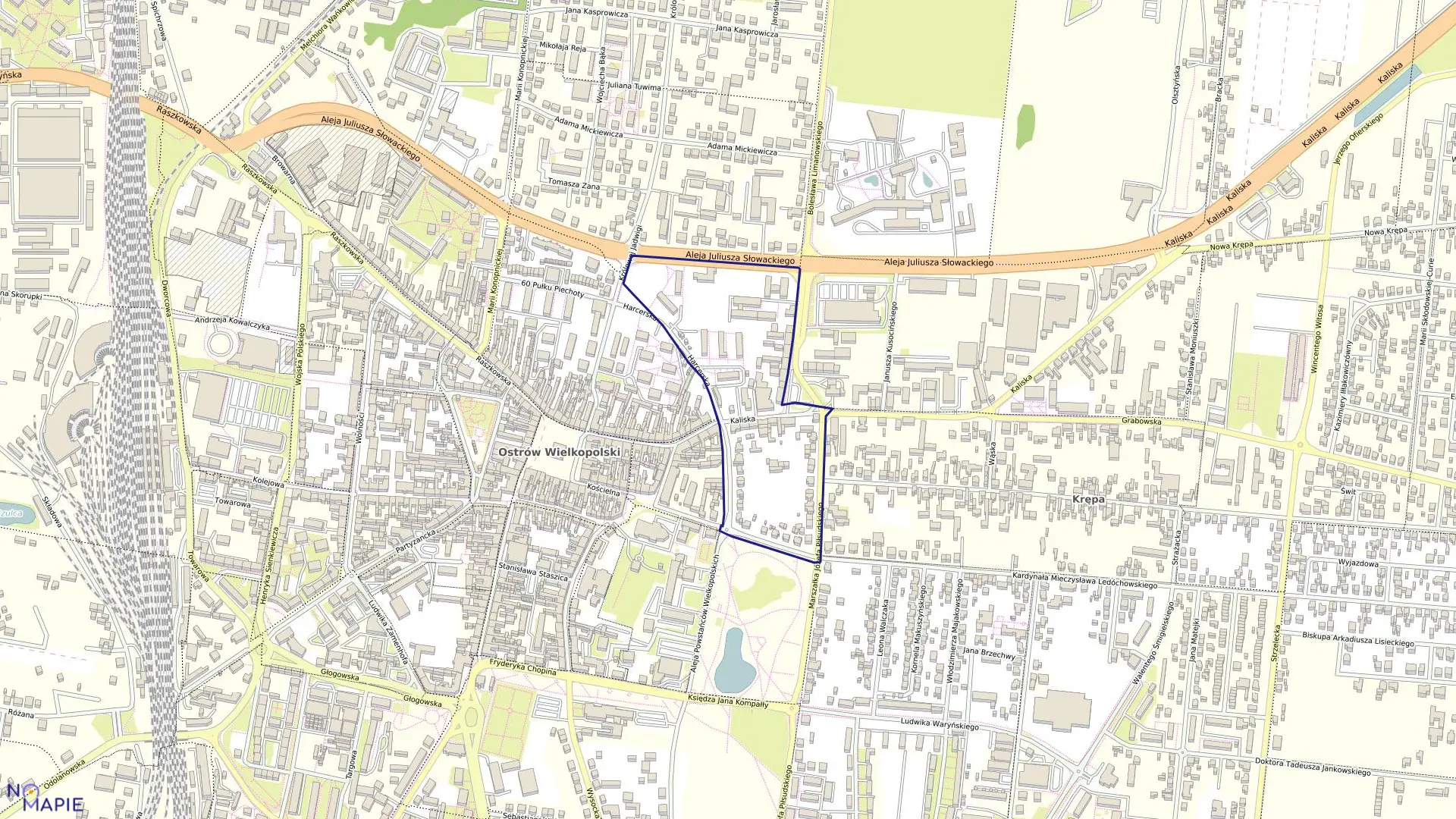 Mapa obrębu 33 w mieście Ostrów Wielkopolski