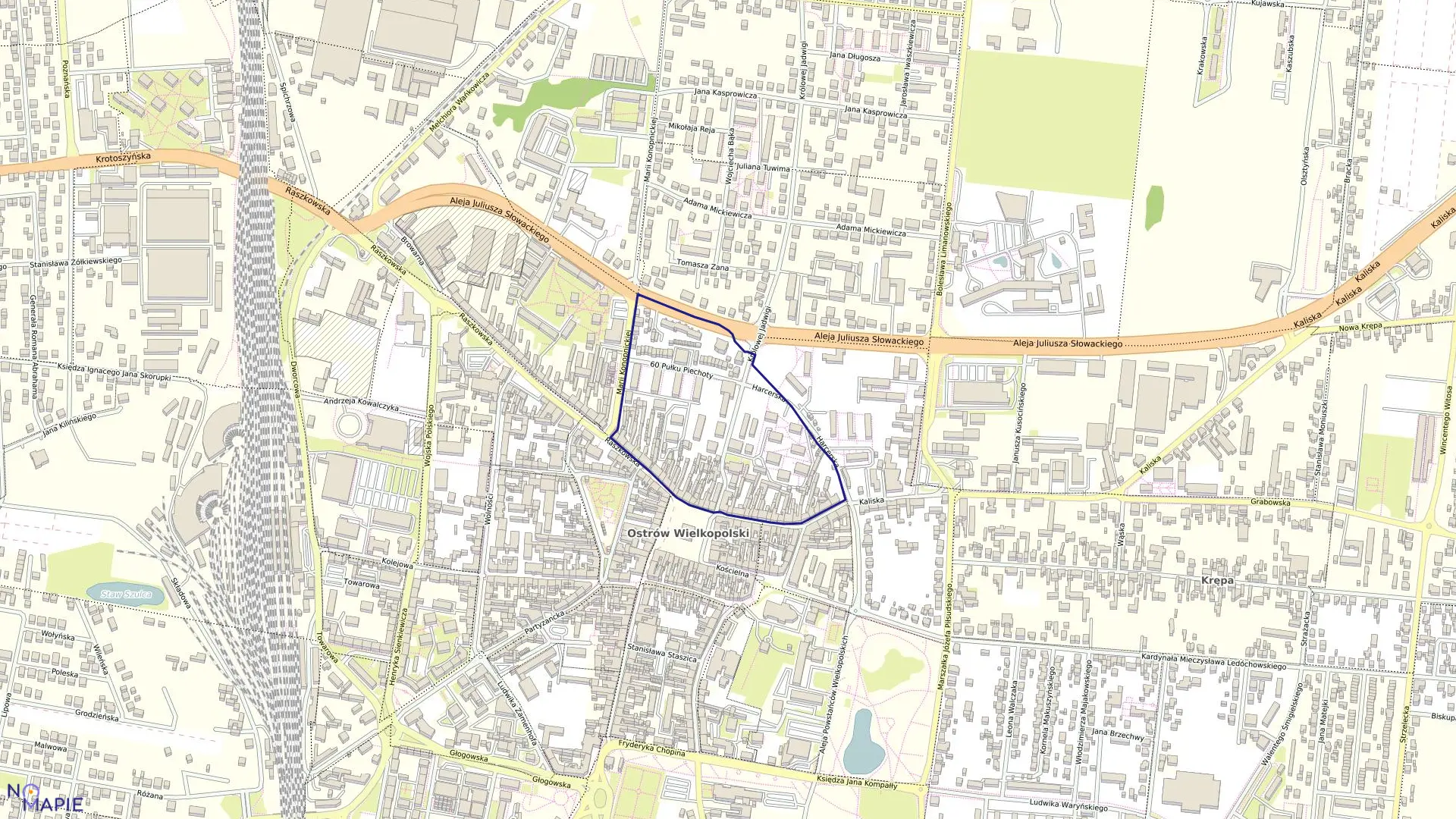 Mapa obrębu 34 w mieście Ostrów Wielkopolski