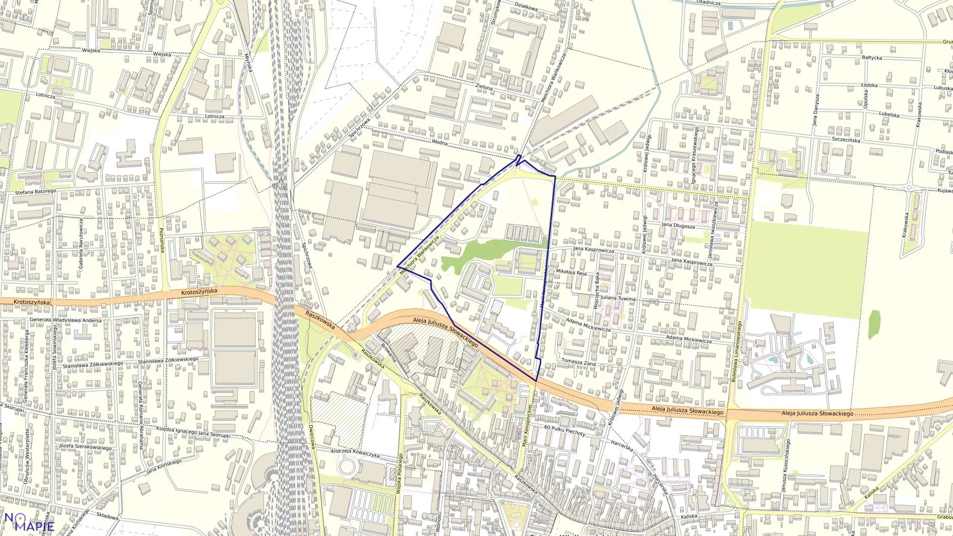 Mapa obrębu 38 w mieście Ostrów Wielkopolski