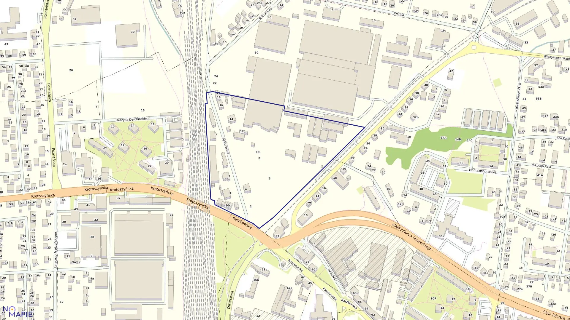 Mapa obrębu 40 w mieście Ostrów Wielkopolski