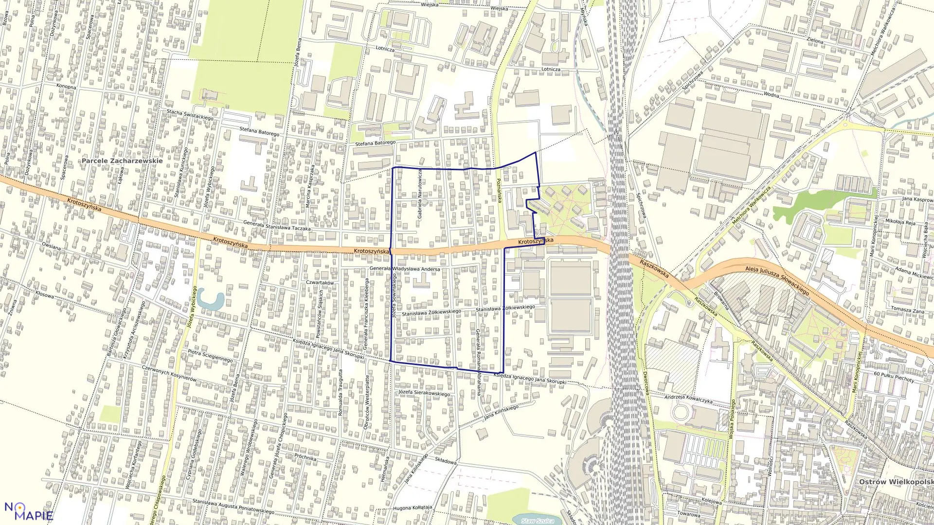 Mapa obrębu 45 w mieście Ostrów Wielkopolski