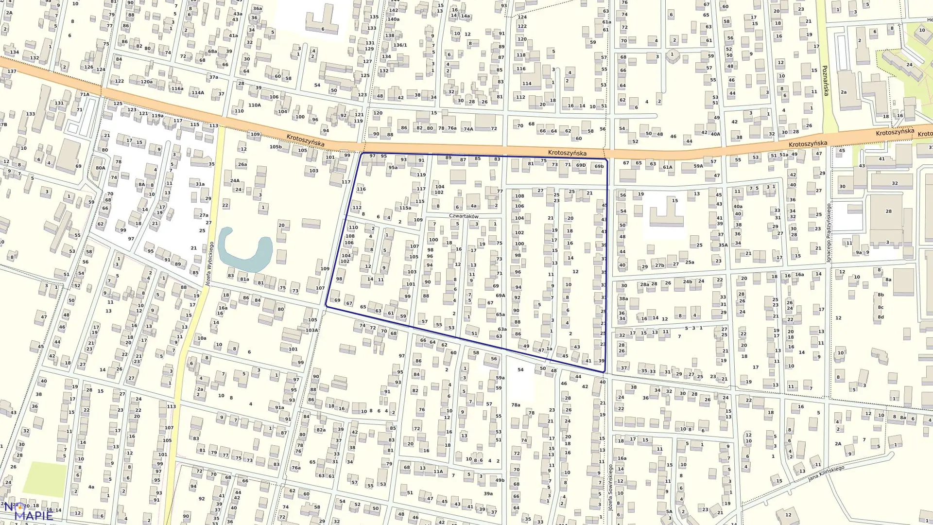 Mapa obrębu 46 w mieście Ostrów Wielkopolski