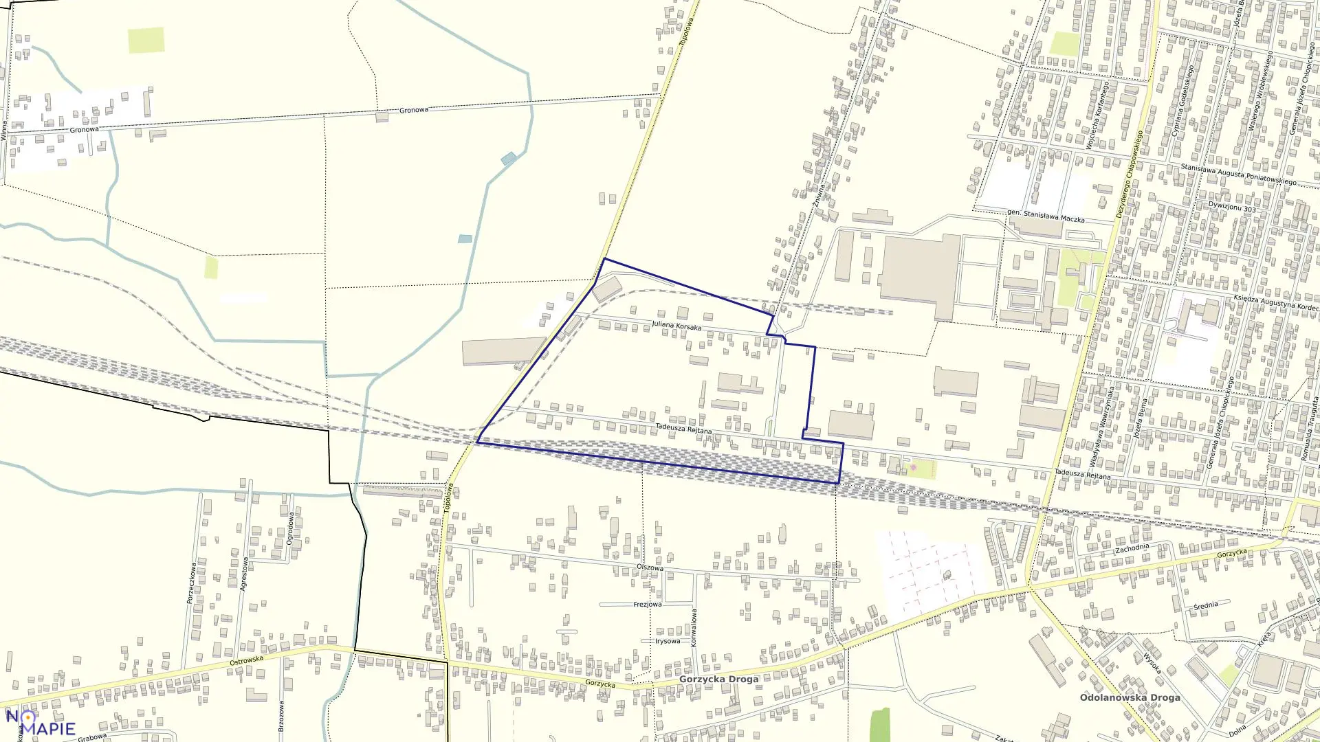 Mapa obrębu 52 w mieście Ostrów Wielkopolski