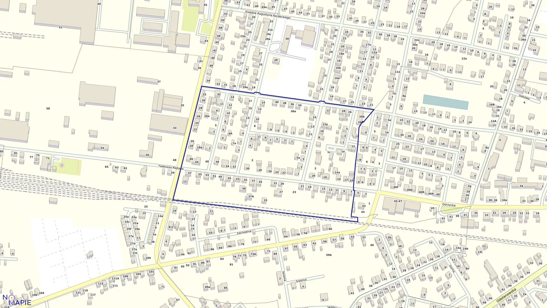 Mapa obrębu 54 w mieście Ostrów Wielkopolski