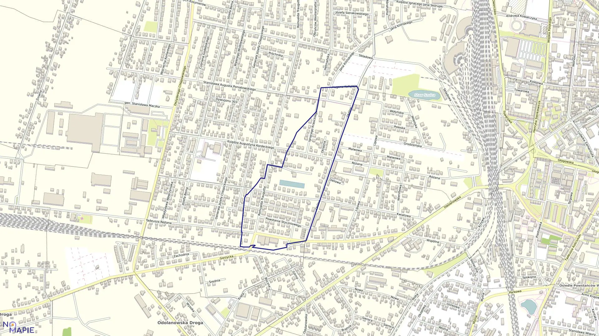 Mapa obrębu 58 w mieście Ostrów Wielkopolski