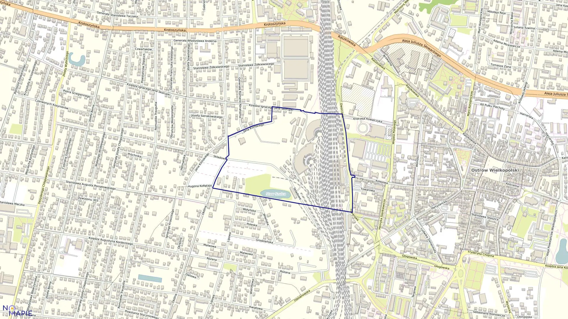 Mapa obrębu 61 w mieście Ostrów Wielkopolski