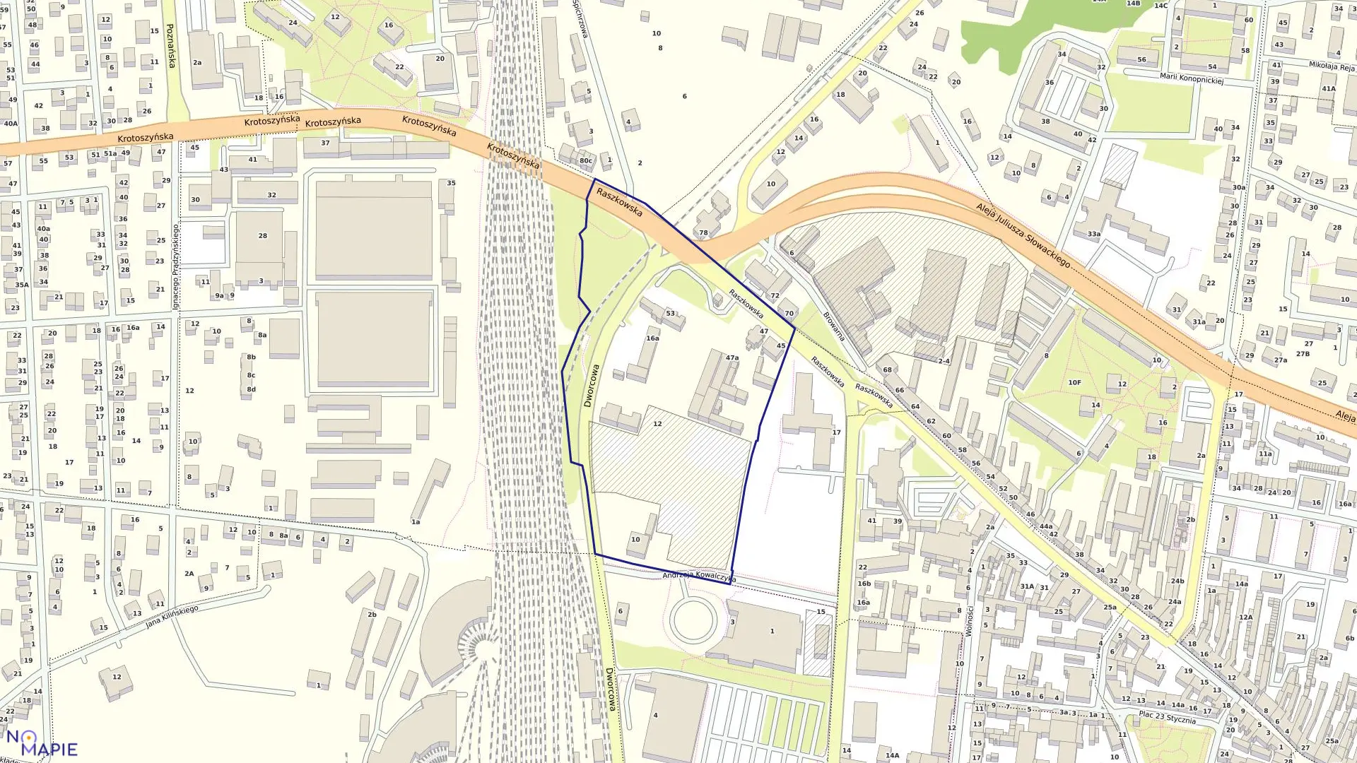 Mapa obrębu 62 w mieście Ostrów Wielkopolski