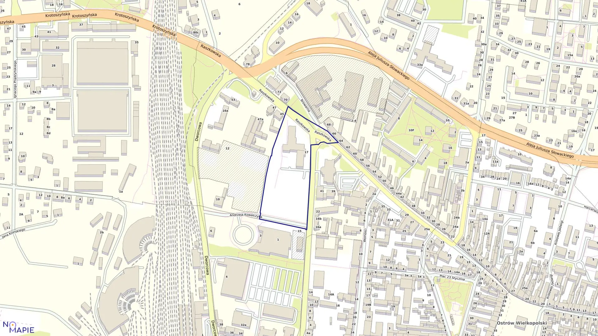 Mapa obrębu 63 w mieście Ostrów Wielkopolski