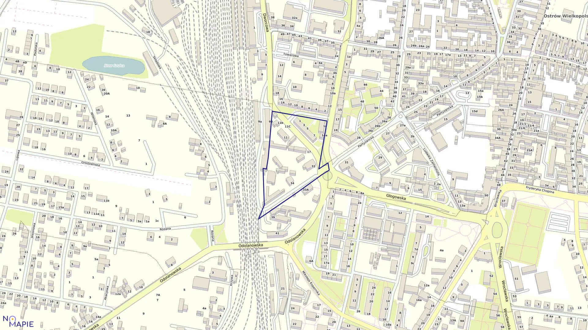 Mapa obrębu 66 w mieście Ostrów Wielkopolski