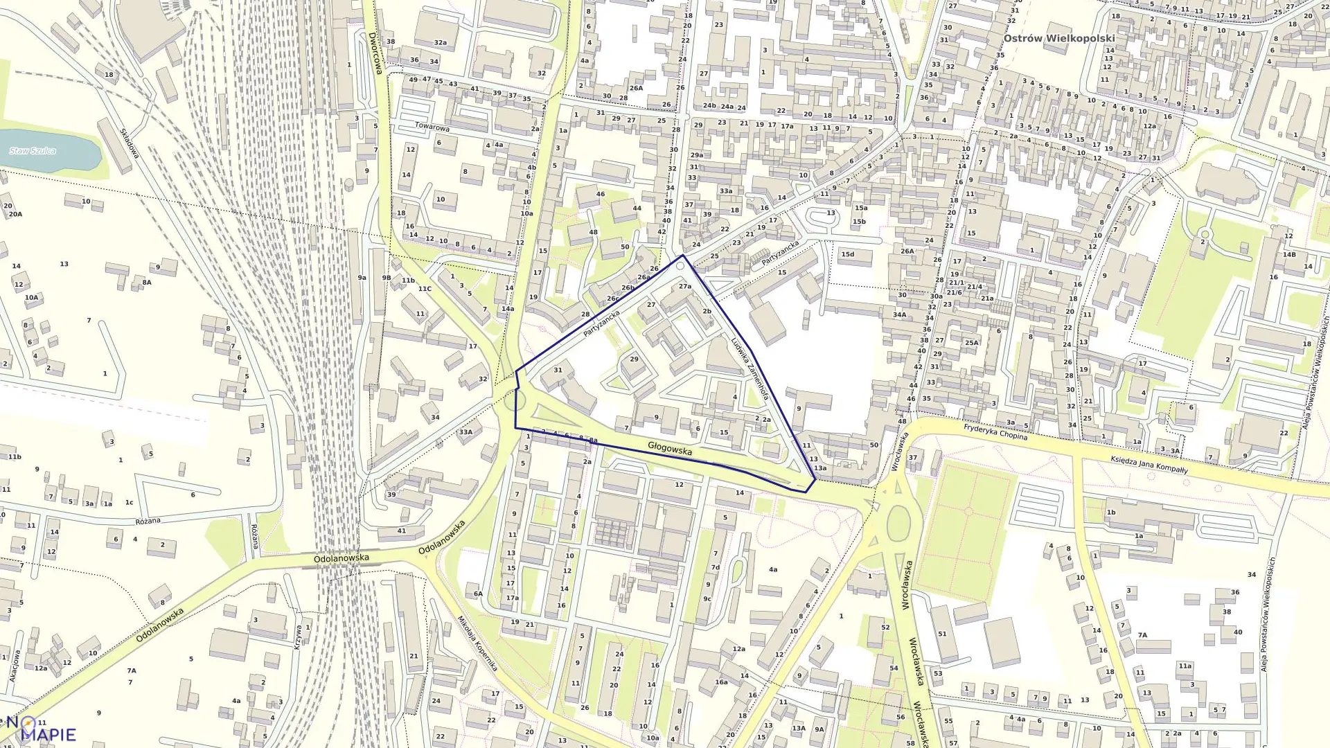 Mapa obrębu 67 w mieście Ostrów Wielkopolski