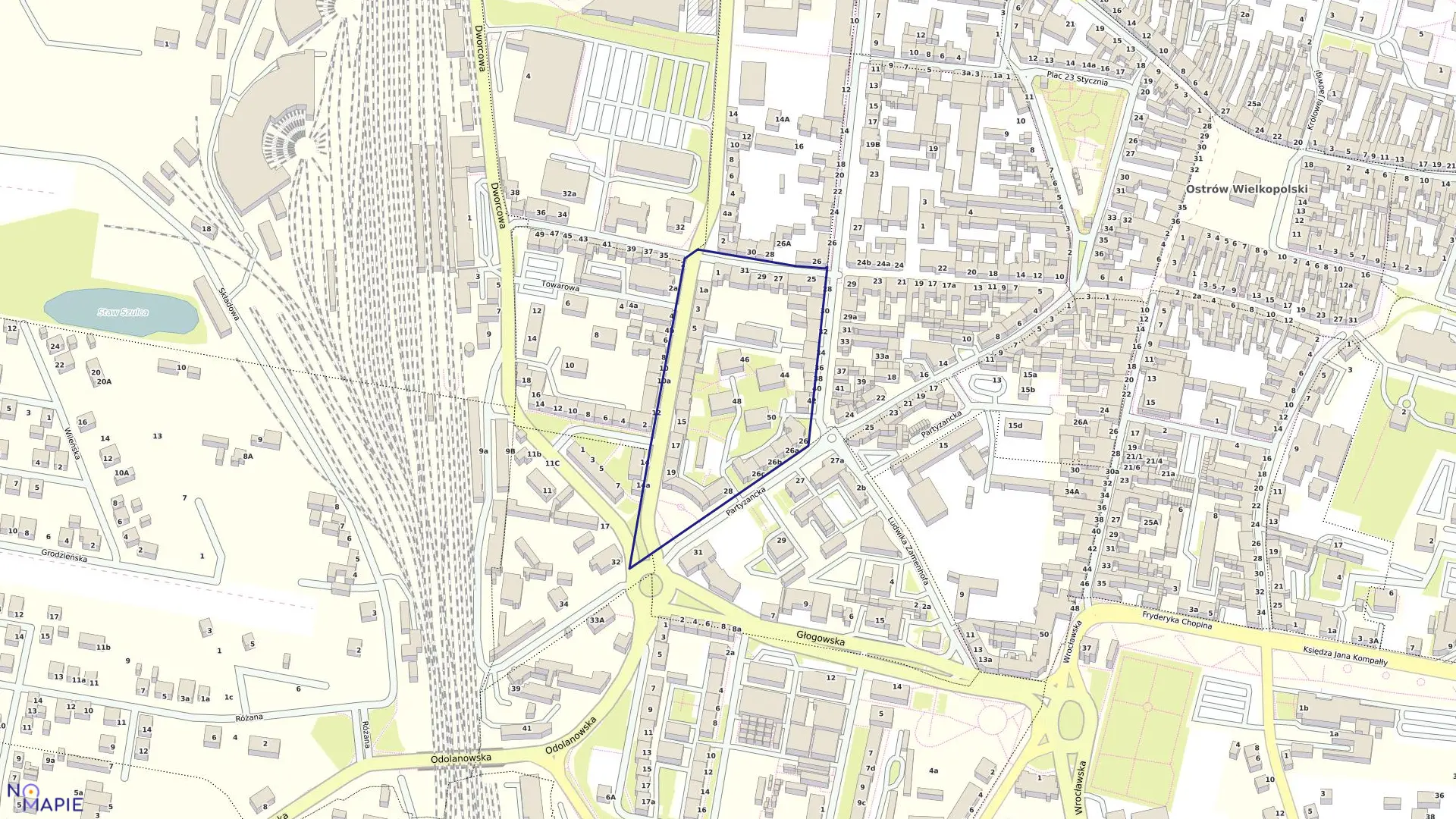 Mapa obrębu 68 w mieście Ostrów Wielkopolski