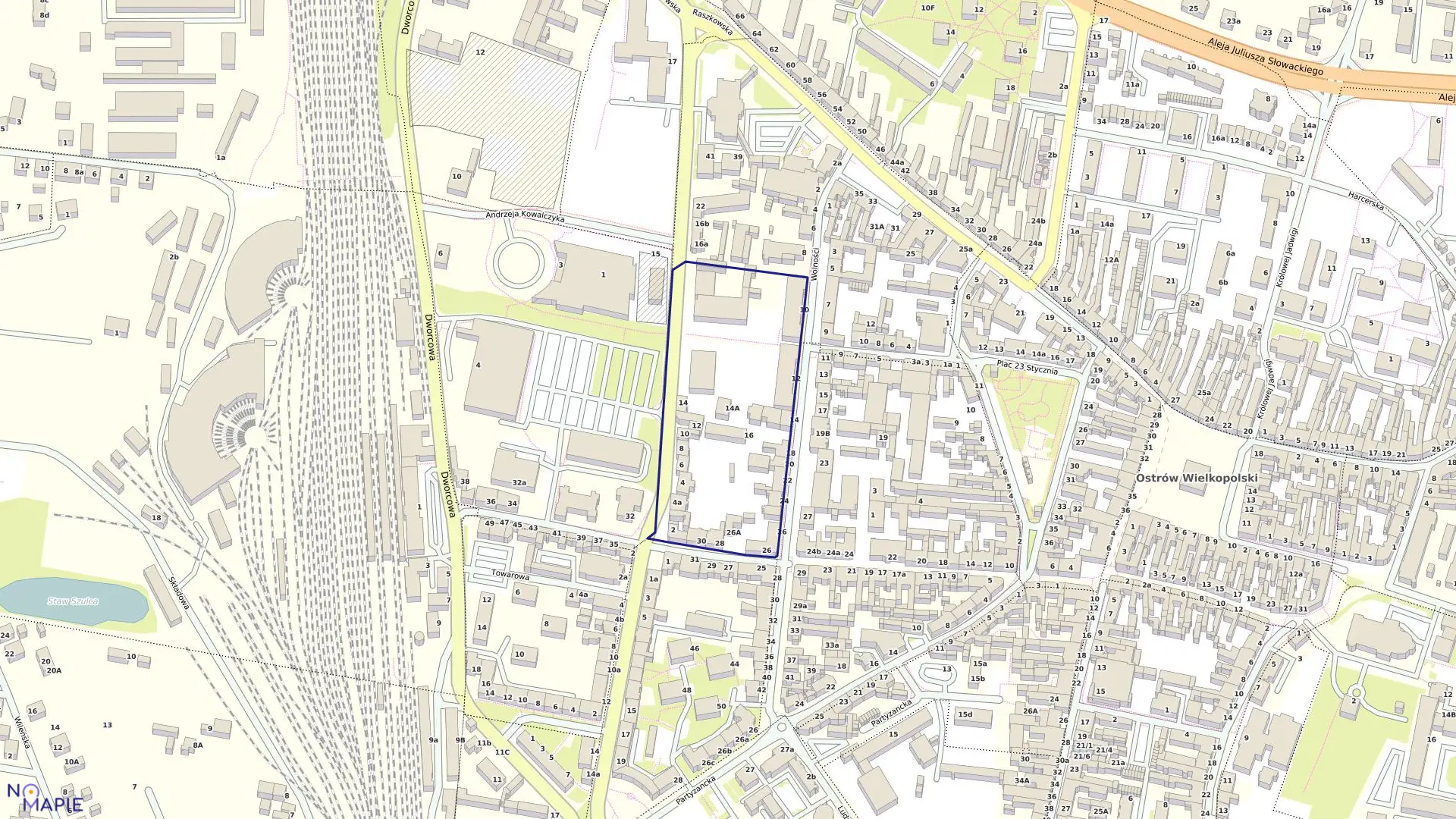 Mapa obrębu 69 w mieście Ostrów Wielkopolski