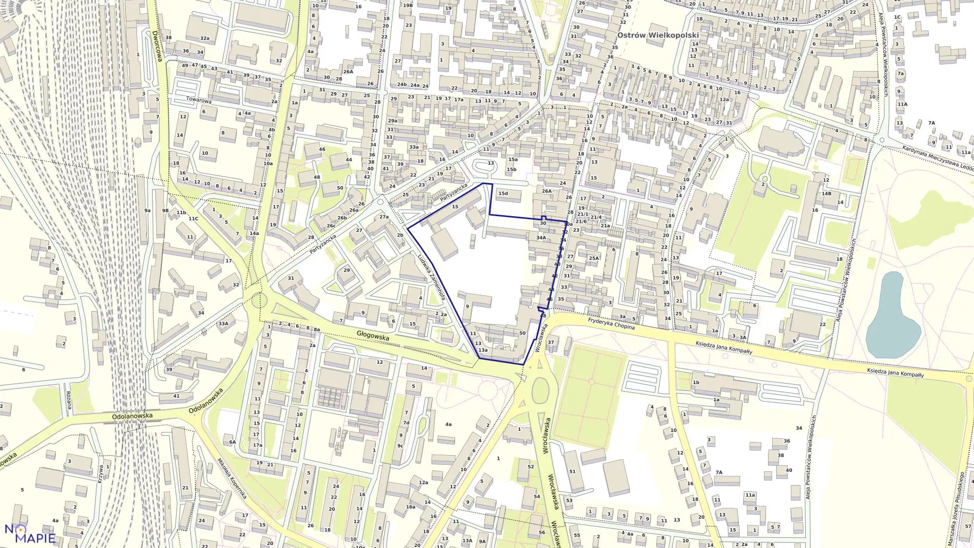 Mapa obrębu 72 w mieście Ostrów Wielkopolski