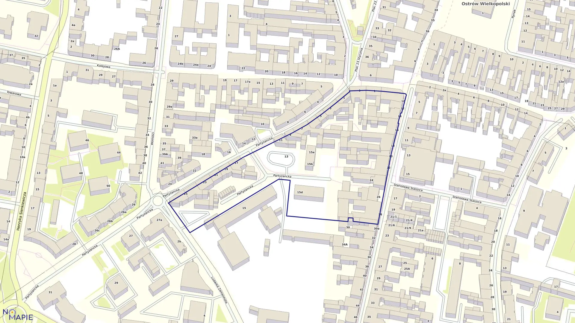 Mapa obrębu 73 w mieście Ostrów Wielkopolski