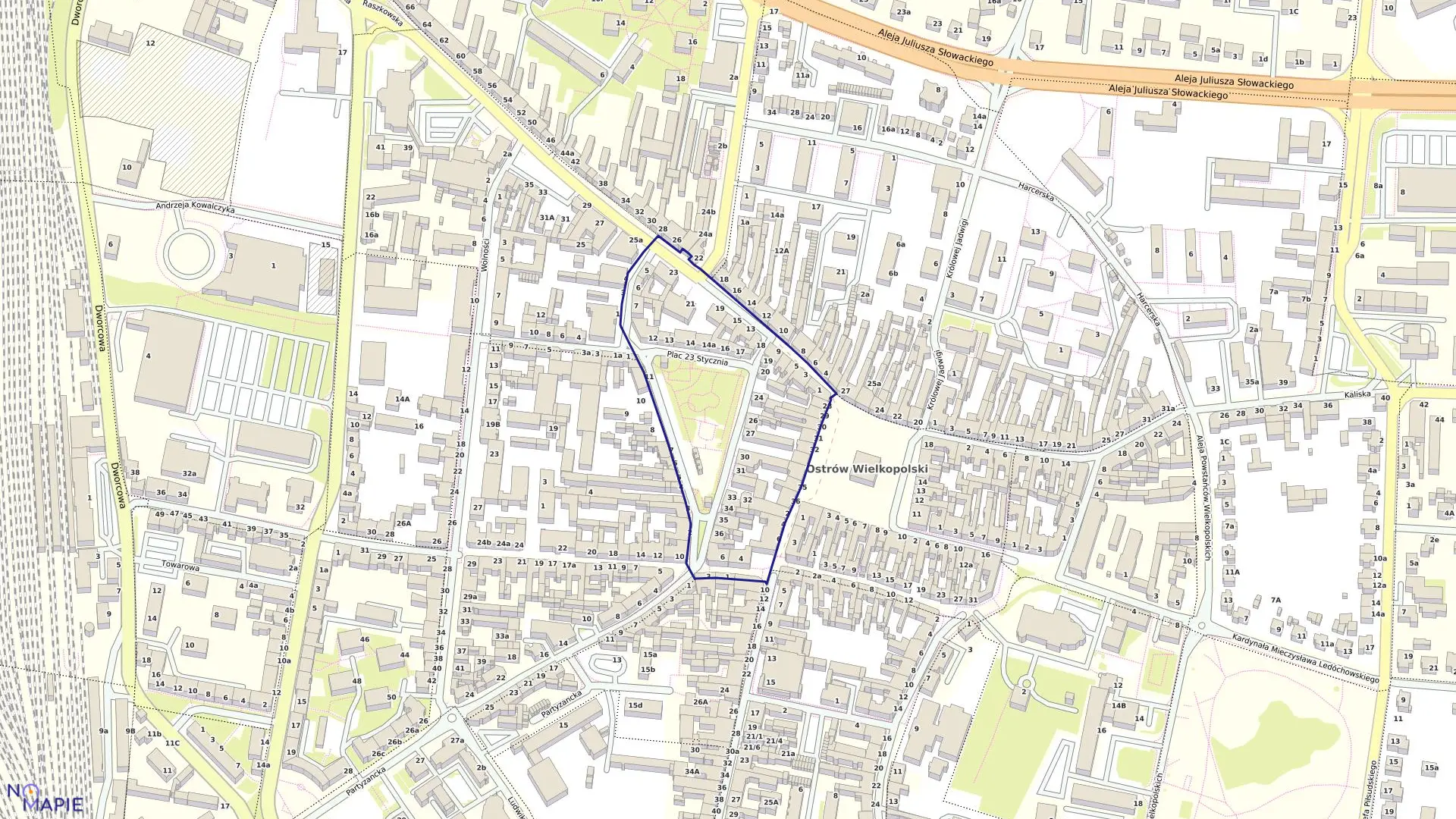 Mapa obrębu 74 w mieście Ostrów Wielkopolski