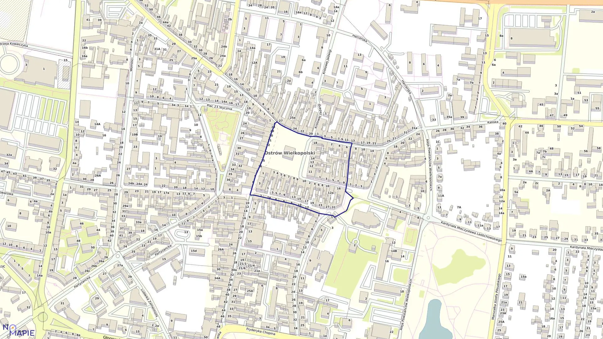 Mapa obrębu 75 w mieście Ostrów Wielkopolski