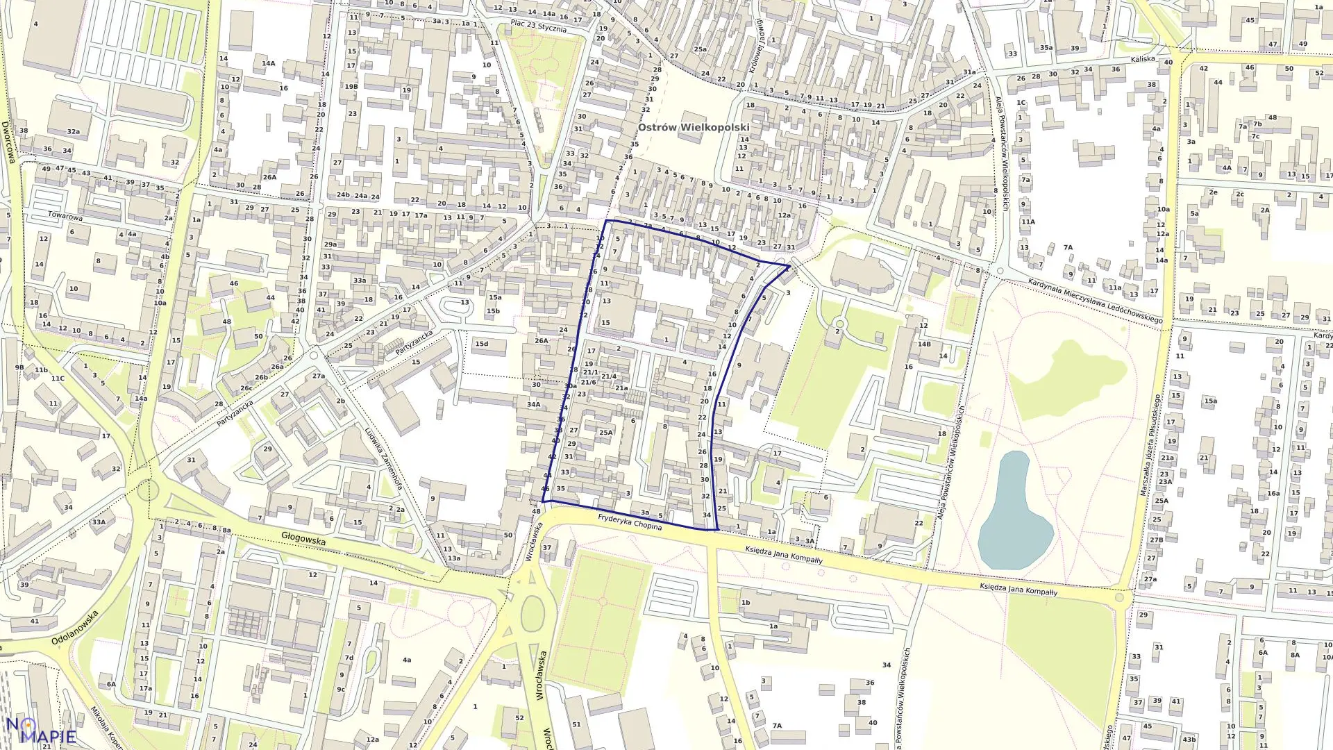 Mapa obrębu 76 w mieście Ostrów Wielkopolski