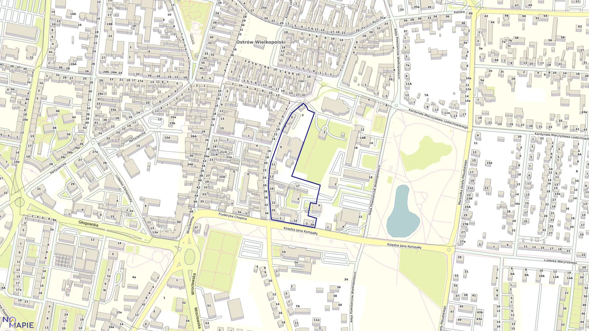 Mapa obrębu 77 w mieście Ostrów Wielkopolski