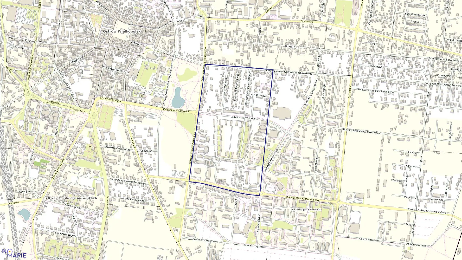 Mapa obrębu 82 w mieście Ostrów Wielkopolski