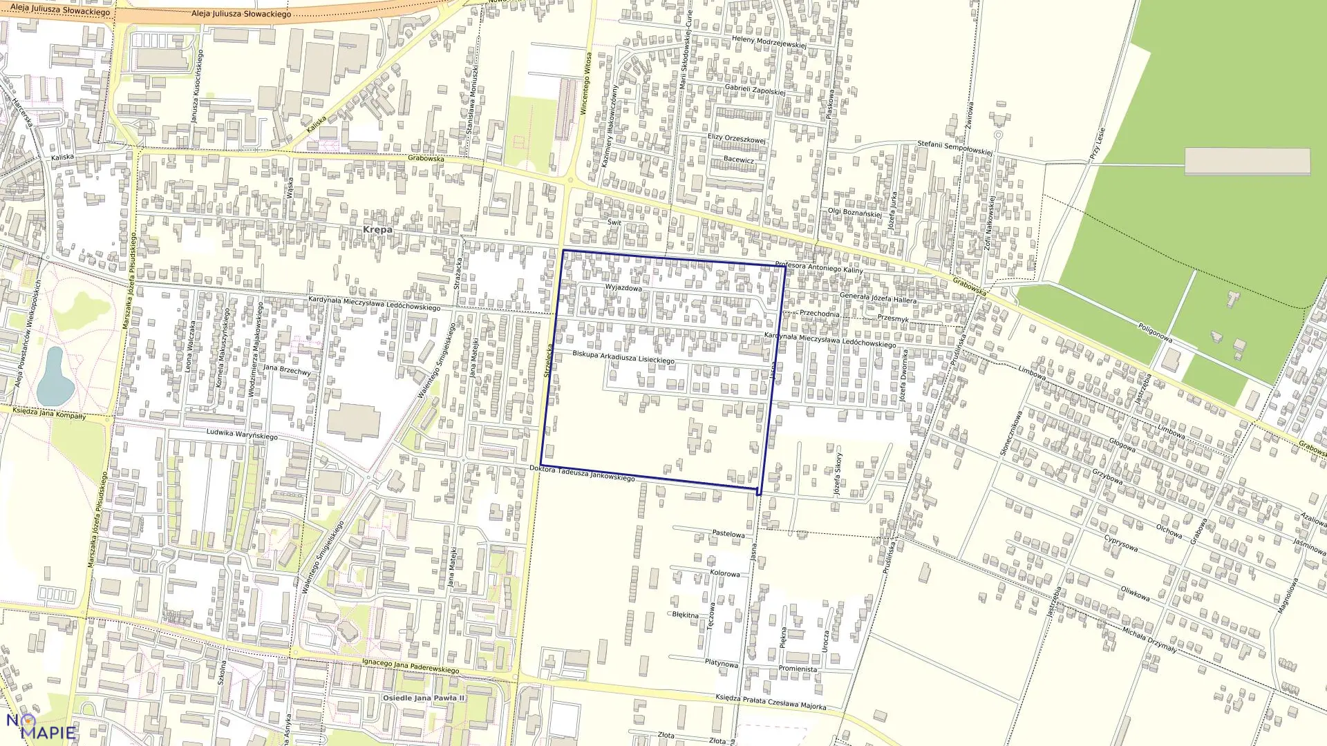 Mapa obrębu 84 w mieście Ostrów Wielkopolski