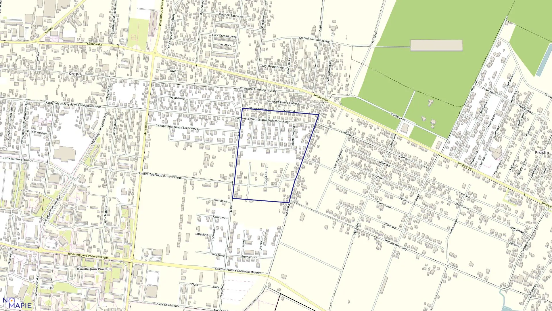 Mapa obrębu 86 w mieście Ostrów Wielkopolski