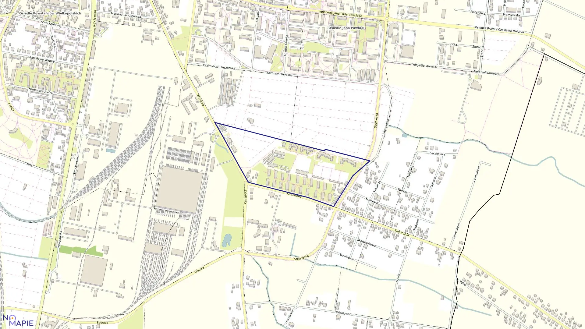 Mapa obrębu 92 w mieście Ostrów Wielkopolski