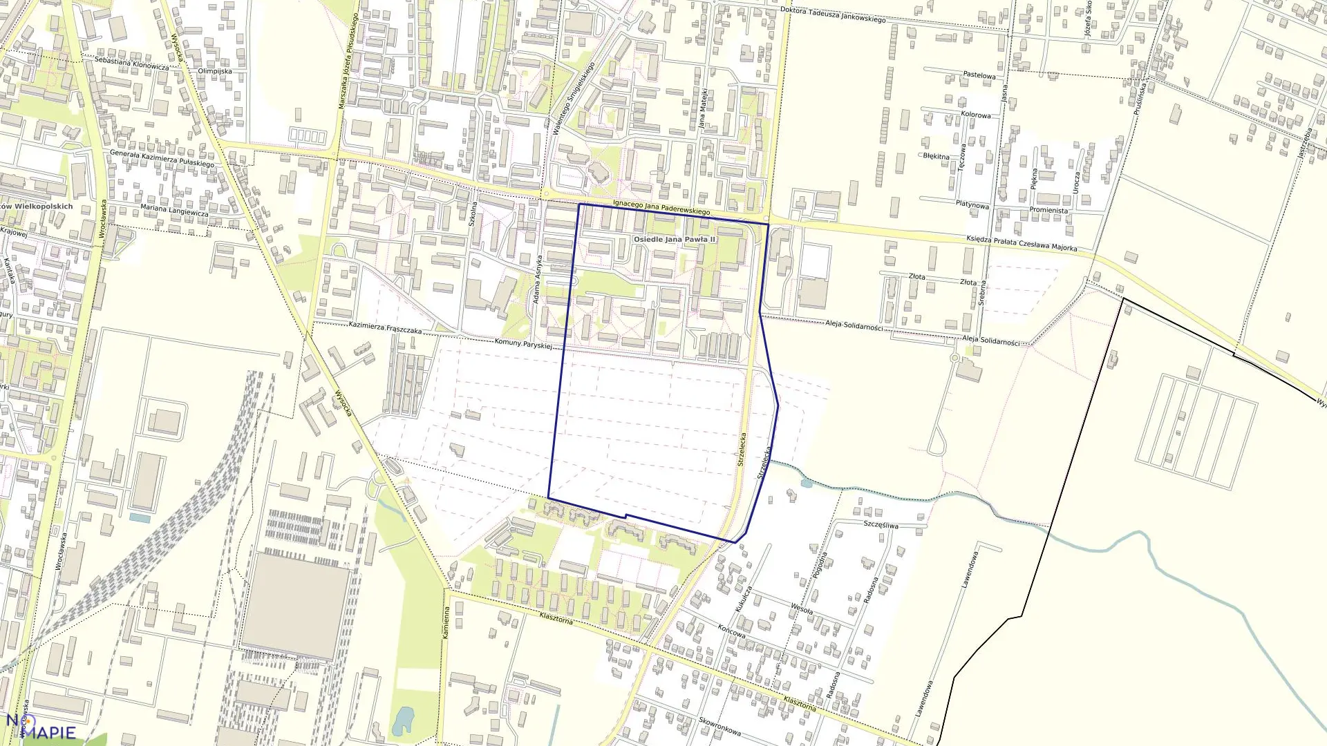 Mapa obrębu 93 w mieście Ostrów Wielkopolski