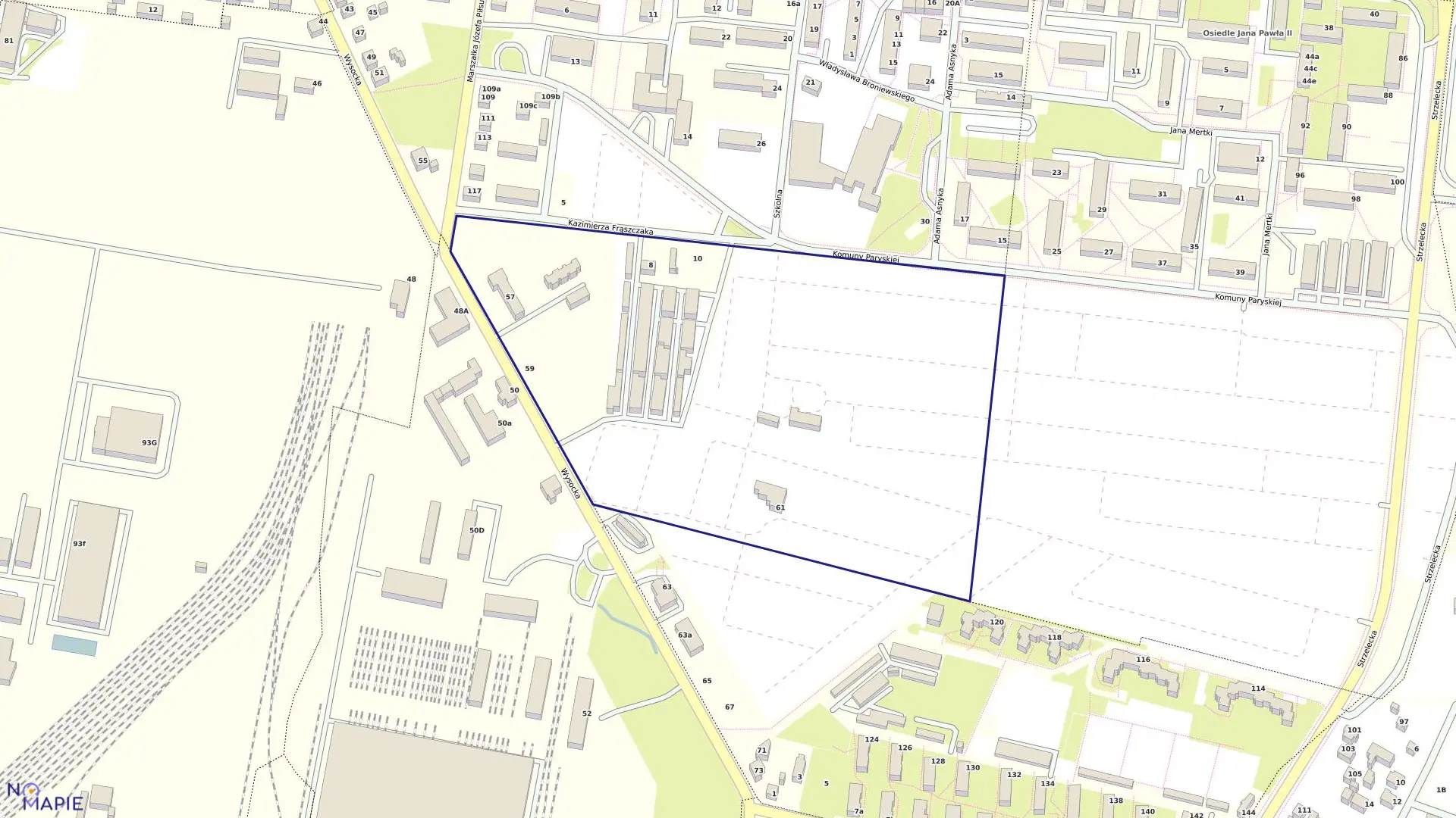 Mapa obrębu 94 w mieście Ostrów Wielkopolski