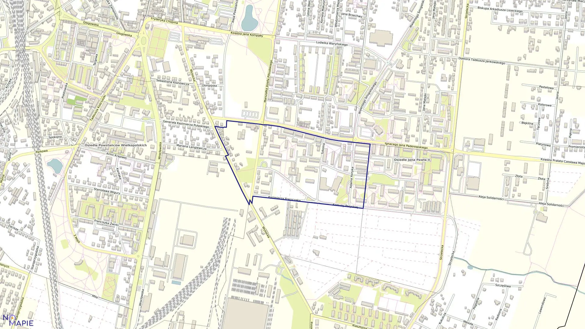 Mapa obrębu 95 w mieście Ostrów Wielkopolski