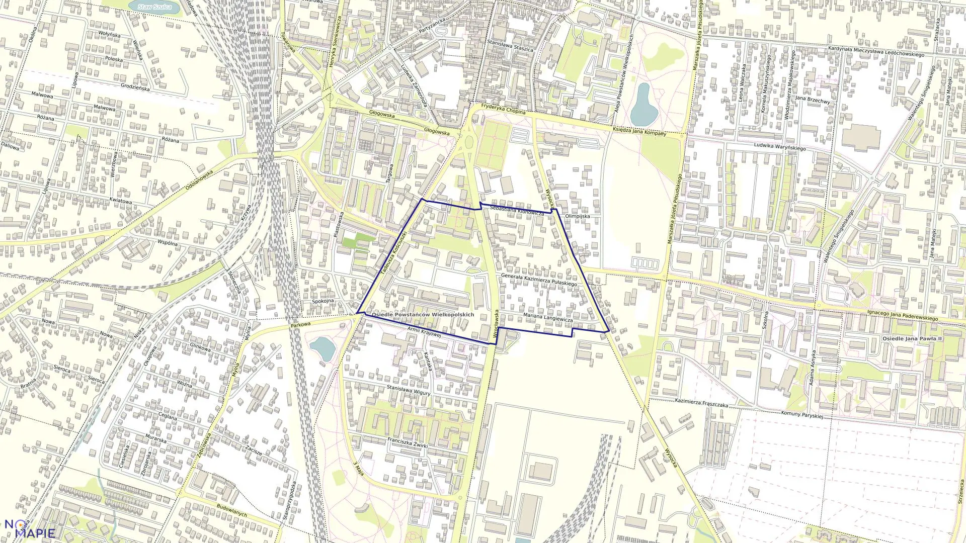 Mapa obrębu 96 w mieście Ostrów Wielkopolski